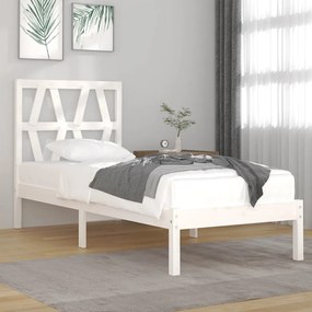 vidaXL Estrutura de cama solteiro 90x190 cm pinho maciço branco