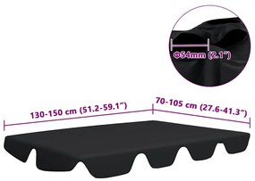 Toldo suplente p/ baloiço de jardim 150/130x105/70 cm preto