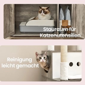 Arranhador de gatos 2 em 1 com cavidade para descansar 80 x 49 x 170 cm cinza-bege