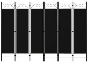 320714 vidaXL Divisória de quarto com 6 painéis 240x180 cm preto
