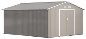 Outsunny Abrigo de Jardim 340x386x200 cm 13,1 m² Abrigo de Exterior de Aço com Portas de Correr e Ventilações Cinza Claro | Aosom Portugal