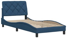 Estrutura de cama sem colchão 90x190 cm tecido azul