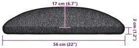 Tapetes de escada 20 pcs 56x17x3 cm antracite