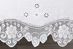 180x350 cm - Toalha de mesa de linho bordada C/ crochê a mão