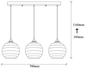 Candeeiro Suspenso Gold – Dourado/Preto – 70 x 20 cm