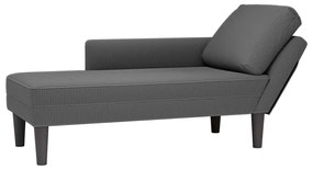 Chaise lounge com almofada tecido corduroy cinzento escuro