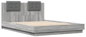 Estrutura de cama c/ cabeceira derivados madeira cinza sonoma