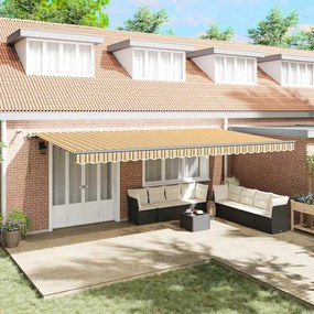 vidaXL Toldo Retrátil Automático com Listras LED Multicoloridas 600x350 cm