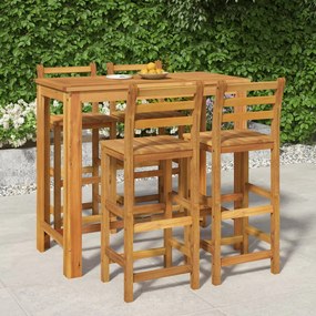 vidaXL 5 pcs conjunto de bar para jardim madeira de acácia maciça