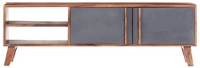 Móvel de TV 140x30x45 cm madeira maciça cinzento