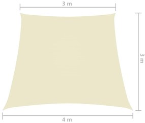 Para-sol estilo vela tecido oxford trapézio 3/4x3 m creme