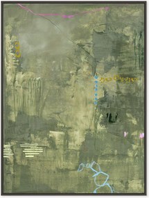 Quadro em tela pintado à mão emoldurado Green Petite