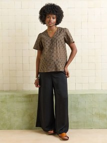 Calças fluidas e largas, para grávida preto