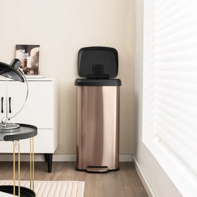 Caixote do lixo de cozinha 68 litros 40 x 38 x 78 cm (C x L x A) com tampa metálica com pedal Ouro rosa