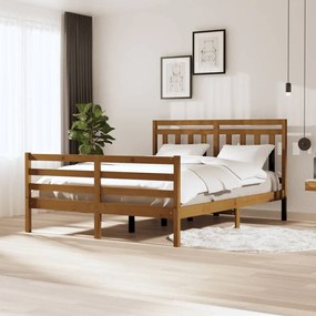 3100662 vidaXL Estrutura cama king 150x200 cm madeira maciça castanho-mel