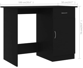 Secretária 100x50x76 cm derivados de madeira preto