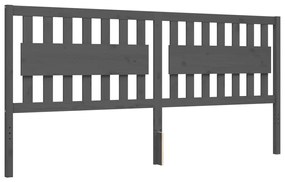 Estrutura de cama com cabeceira 200x200 cm madeira maciça cinza