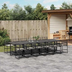 vidaXL 13 pcs conjunto de jantar p/jardim com almofadões vime PE preto