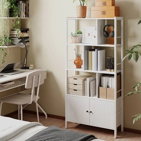 Estante com 4 prateleiras abertas, moderna 30 x 74 x 154,5 cm branco