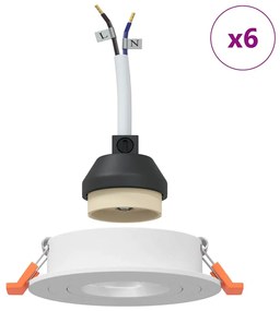 Focos Embutidos 6 pcs Redondo GU10 Branco Ø91 mm