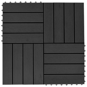 Ladrilhos de pavimento 22 pcs WPC 2m² 30x30 cm preto