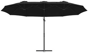 Guarda-sol cantilever de jardim com bloqueio Preto Largo