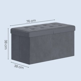 Banco com tampa, 38 x 76 x 38 cm com espaço de arrumação, para a entrada cinzento