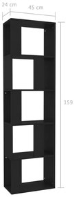 Estante/divisória 45x24x159 cm derivados de madeira preto