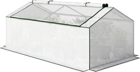 Mini Estufa de Jardim em Túnel, 180 x 90 x 70 cm, Cobertura Impermeável Anti-UV, Branco