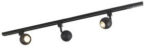 Sistema de trilhos moderno monofásico preto 3 luzes - Gissi Moderno