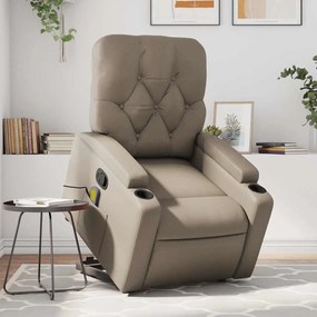 vidaXL Poltrona massagens reclinável elevatória couro art. cappuccino