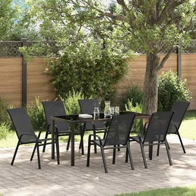 Conjunto de Jantar de Jardim vidaXL 7 Peças Preto Textilene e Aço
