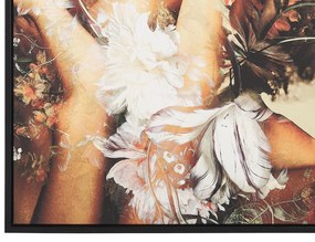 Quadro com motivo de figura feminina e flores multicolor 63 x 93 cm CIVAGO Beliani