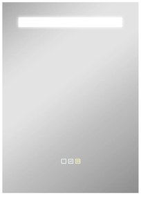 HOMCOM Espelho de Casa de Banho com Luz LED 70x50 cm 3 Cores de Luz Função Antiembaciamento Função de Memória IP44 Prata