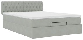 Estrutura de cama otomana com colchão 140x190 cm cinzento claro