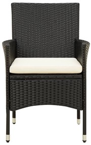 9 pcs conjunto jantar exterior com almofadões vime PE preto