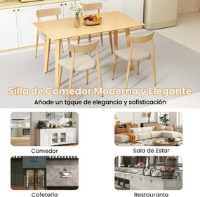 Conjunto de 2 cadeiras de jantar modernas (MESA NÃO INCLUIDA) estofadas em tecido de linho com pernas de metal resistentes natural