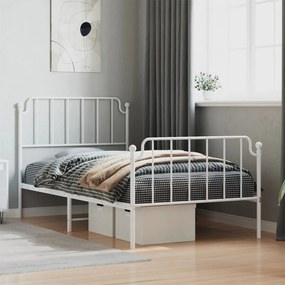 vidaXL Estrutura de cama com cabeceira e pés 100x190 cm metal branco