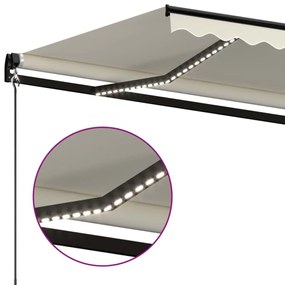 Toldo retrátil manual com LED 400x350 cm cor creme