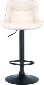 Banco alto em couro sintético com estrutura preta 85-106 x 49 x 51 cm cor creme