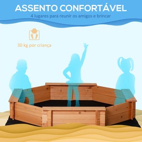 Caixa de Areia de Madeira para Crianças Caixa de Areia Infantil com Cobertura de Poliéster Vermelho e Azul