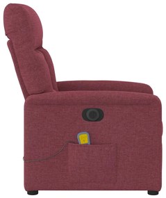 Poltrona reclinável de massagens elétrica tecido vermelho tinto