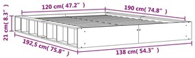 Estrutura de cama 120x190 cm madeira pinho maciça castanho cera