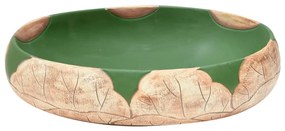 Lavatório de bancada oval 59x40x15 cm cerâmica verde e castanho