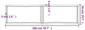 Tampo mesa 200x50x4 carvalho tratado borda viva cinza-escuro