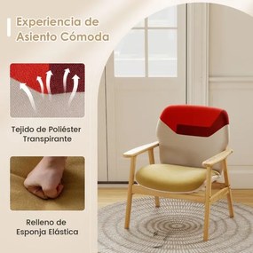 Poltrona moderna estofada com braços laterais, encosto espaçoso, almofada acolchoada com espuma, madeira e borracha; ideal para sala de estar, escritó