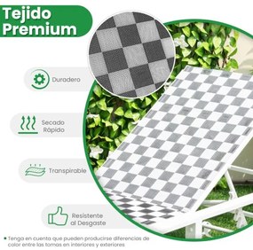 Espreguiçadeira de jardim com rodas XXL, com encosto ajustável suporta até 180 kg Preto + Branco