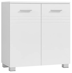 Armário de casa de banho com portas duplas e prateleira ajustável | VASAGLE | 60 x 30 x 63 cm | branco | BBK112W01.