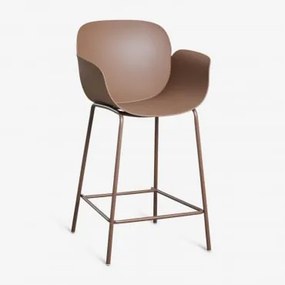 Pack De 4 Bancos Altos Em Polipropileno E Aço Lynette Castanho Caramelo & ↑65 Cm - Sklum