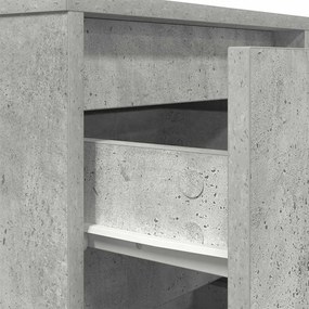 Mesa de cabeceira com luzes LED 38x34x65 cm cinzento-cimento